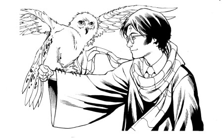 Online coloring book: Harry Is Talking to His Owl coloring page